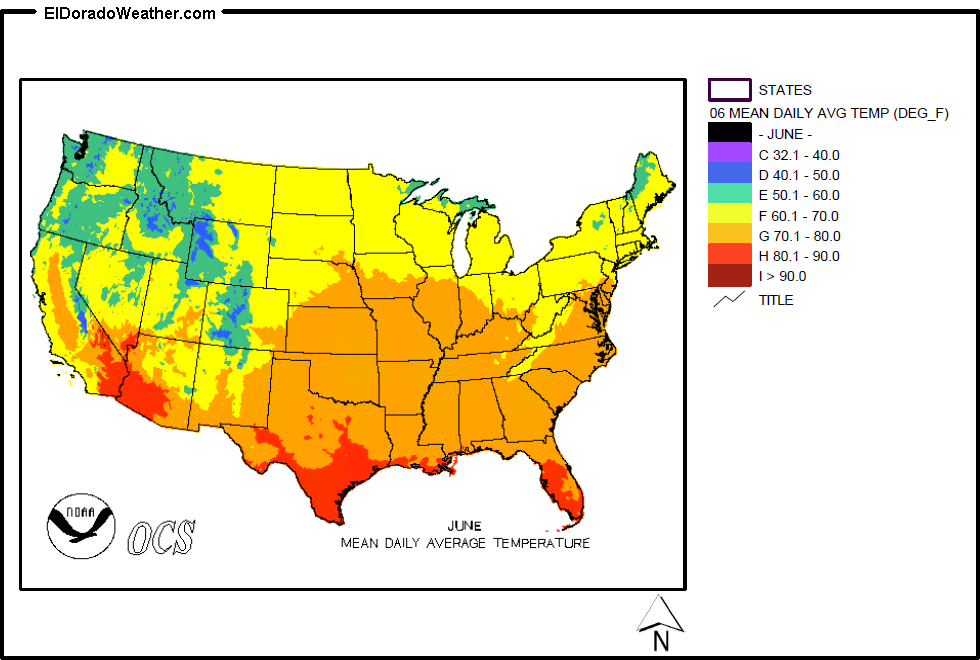 United States June Yearly Annual Mean Daily Average Temperature